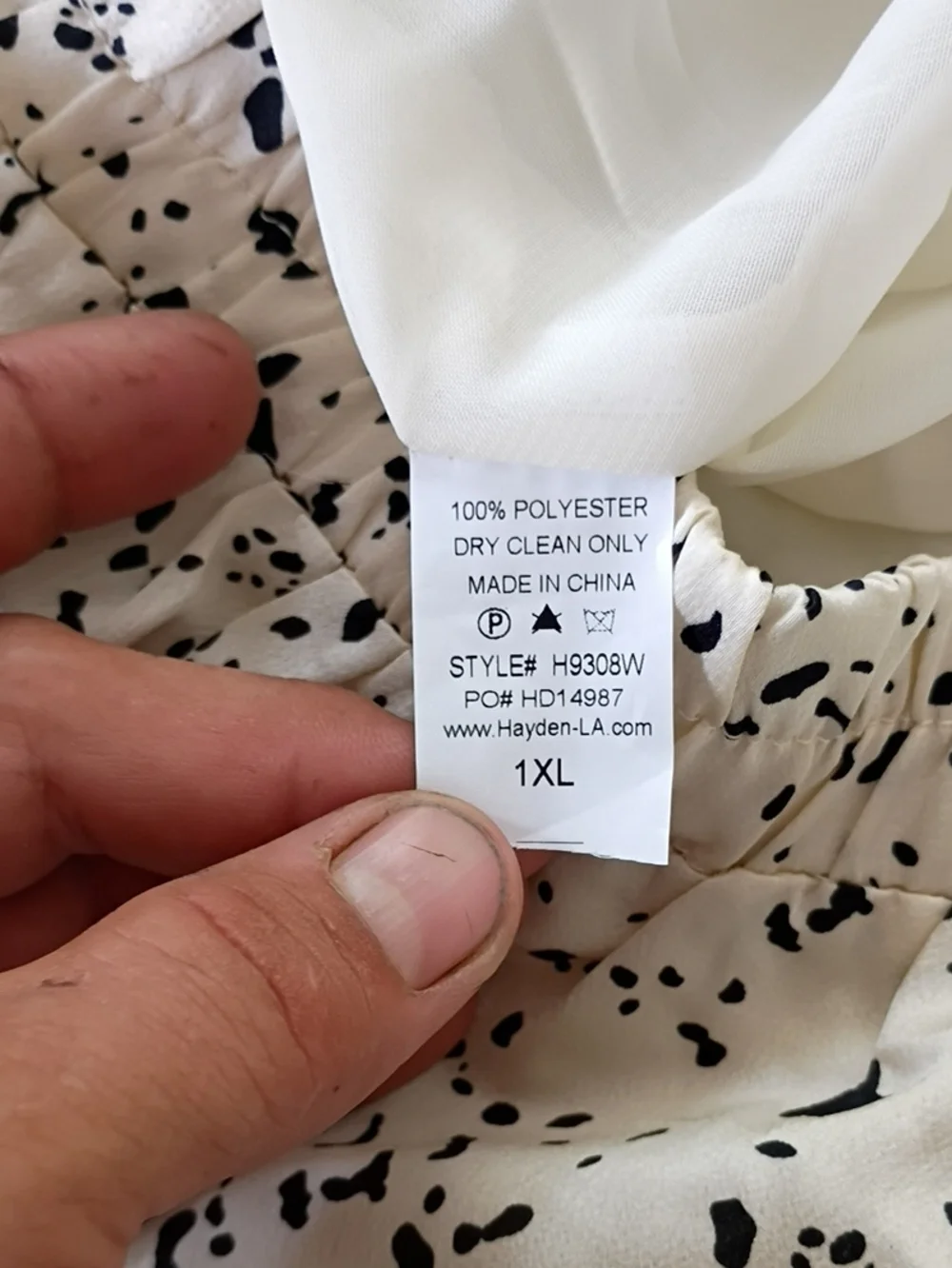NWT Hayden Cream Midi Skirt with Black Speckle Print Size 1XL
